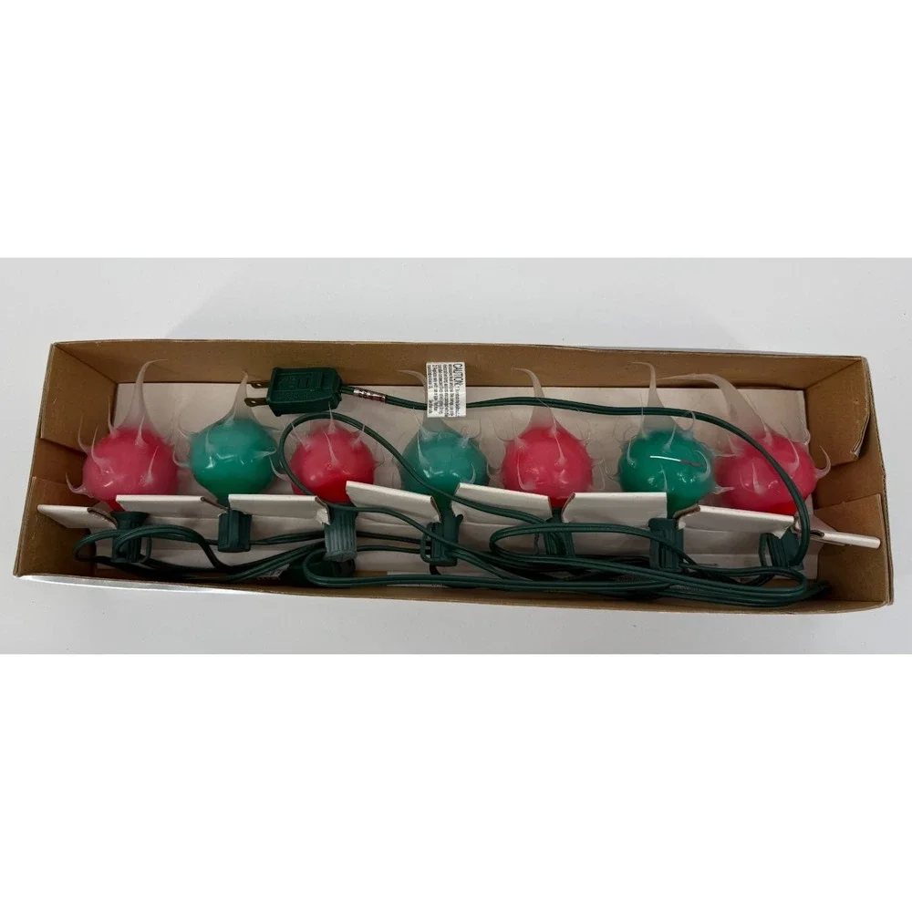 Vintage Holiday String‎ Lights Set 7 Crazy Glow Bulbs Red Green Indoor Christmas
